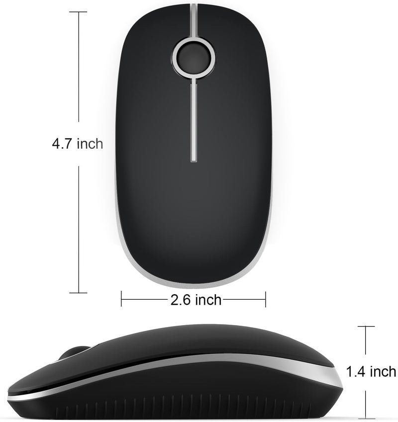 Unipows Wireless Mouse - 2.4G Slim Portable Computer Mouse with Nano Receiver, Less Noise Mobile Optical Mice for Notebook, PC, Laptop, Computer, Mac (Black and Silver) - Image 5